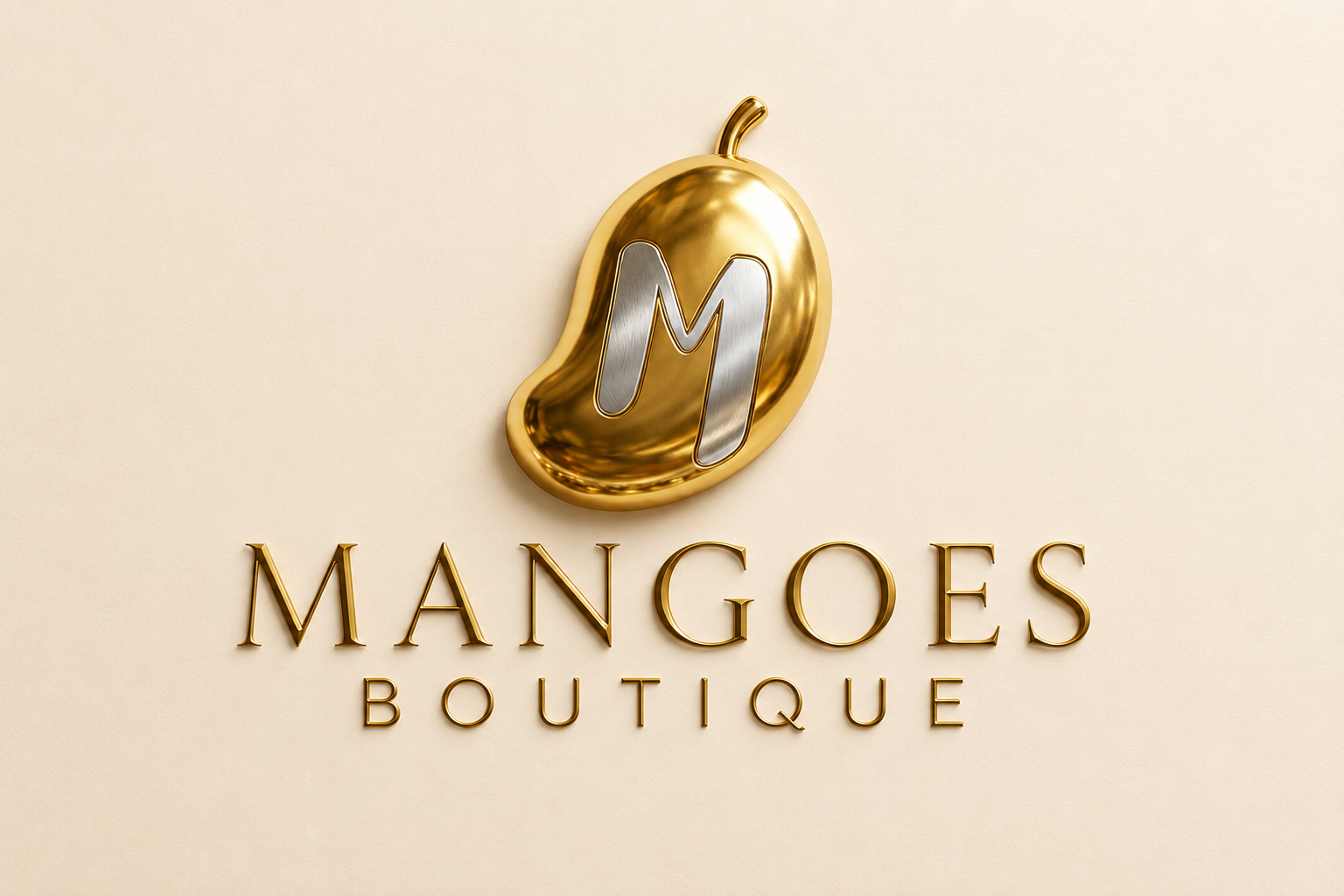 Mangoes Boutique gold mango logo mark with wordmark
