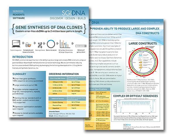 SGI-DNA product brochure spread